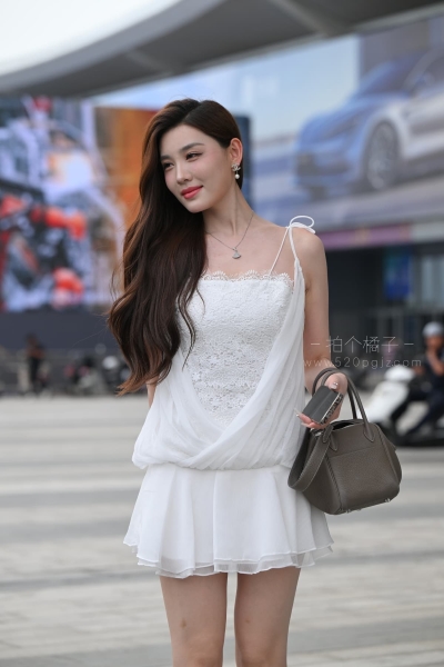 J1088 纯欲白纱吊带裙-LinLin